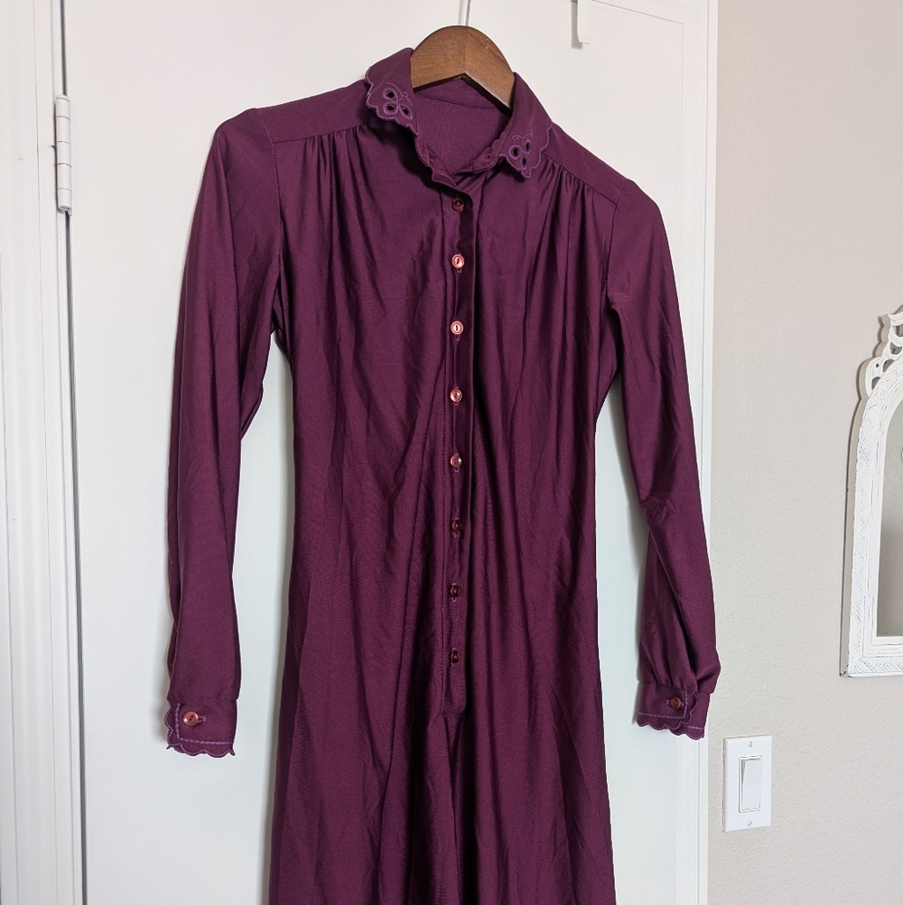 Elegant Purple Button-Down Dress